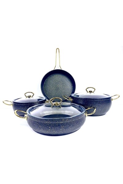 Evita Eco Gold 7 Parça Siyah Granit Tencere Seti