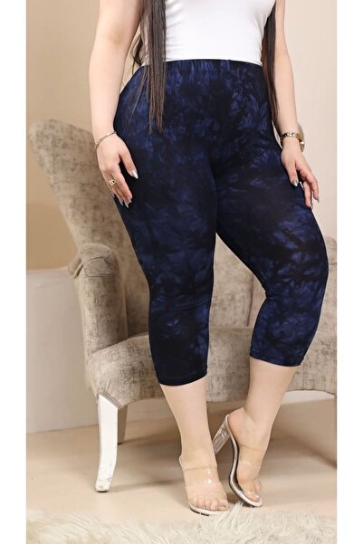 HÜLYA BUTİK KADIN BÜYÜK BEDEN BATİK DESEN KAPRİ TAYT