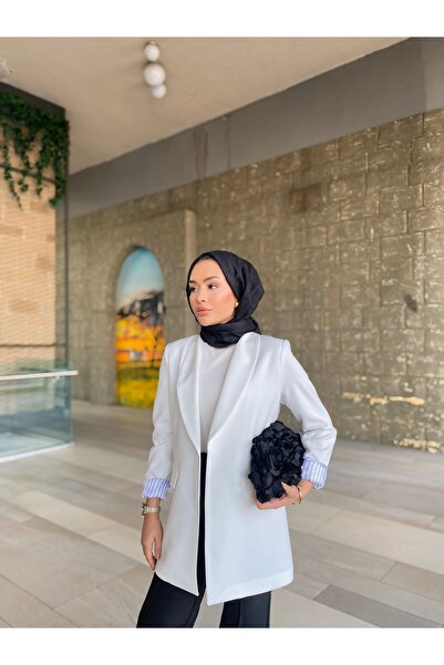 HK Style Kadın Blazer Ceket Çizgili Astar Detaylı