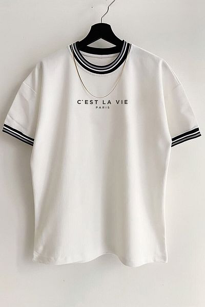 viperkombin Μπλουζάκι New Season Oversize με ριμπ γιακά