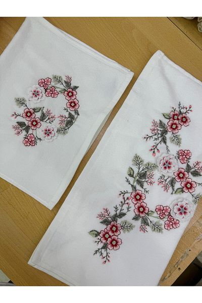 TUTUYA TEXTIL Girl's Dowry Needle Embroidery Set of 2 - Three Dimensional Towel