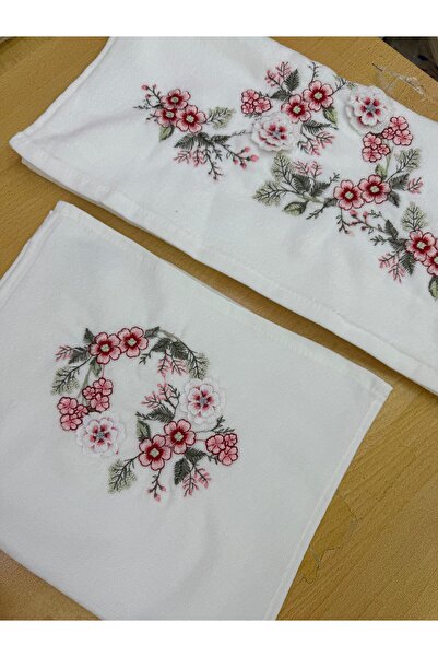 TUTUYA TEXTIL Girl's Dowry Needle Embroidery Set of 2 - Three Dimensional Towel