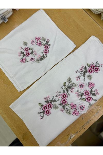 TUTUYA TEXTIL Girl's Dowry Needle Embroidery Set of 2 - Three Dimensional Towel