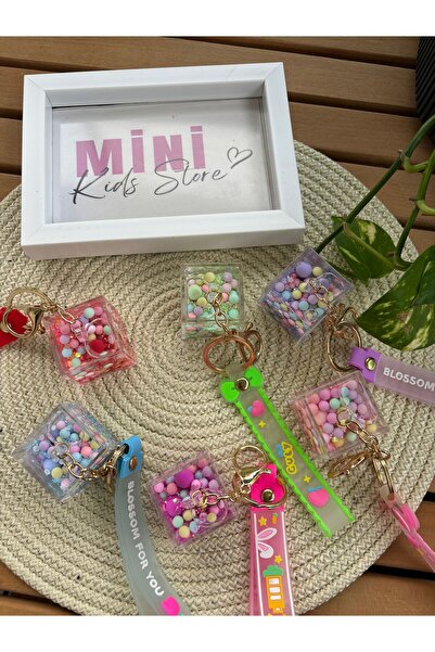 minikidsstore Küp Detaylı Sulu Hareketli Boncuk/Simli Anahtarlık