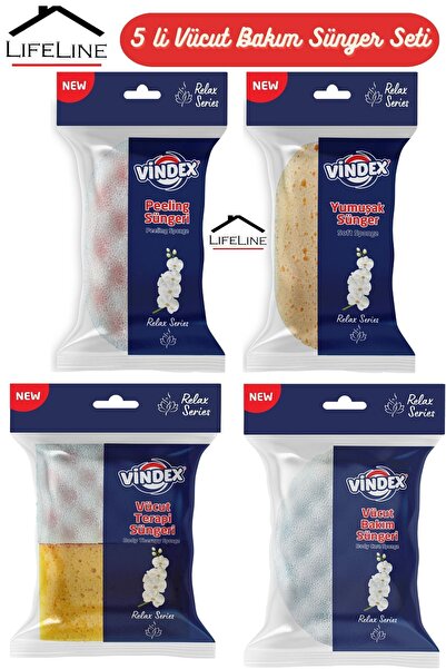 Life Line 5'li Vücut Bakım Ve Peeling Sünger Seti | Yumuşak Spa Ve Terapi Banyo Süngeri