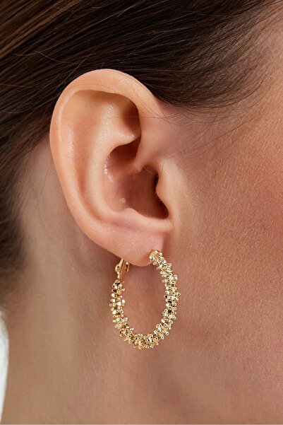 İlraysa Klipsli Tırtıklı Halka Gold Ve Gümüş