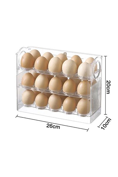 angeldesign Clear Egg Box with 30 Compartments - 3 Tier Refrigerator Organizer Storage Container
