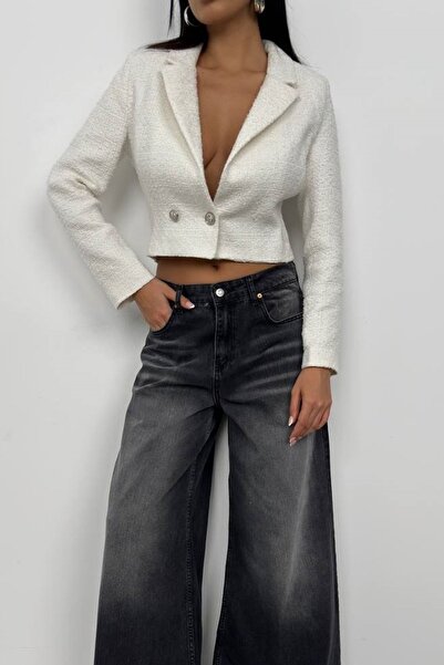 vuvutasarım New Season Γυναικείο Tweed Crop Blazer - 23S07002