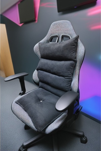 Bessmed وسادة كرسي الألعاب ذات اللون الأسود لتقويم العظام - وسادة كرسي المكتب لدعم الظهر