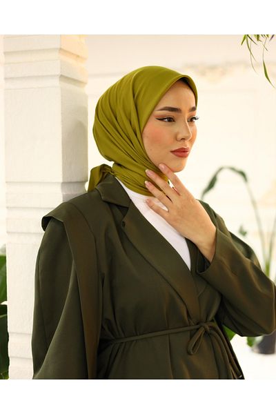 Silk Home Λαδί πράσινο απλό μαντήλι με δίπλωμα