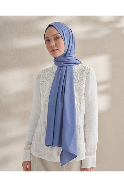 ARMANDA Indigo Luxury Crepe Shawl - Ζακάρ Κρυστάλλινο Μοτίβο