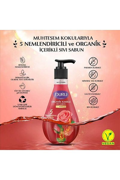 Duru 500 ml Rose Liquid Soap - Organic Content
