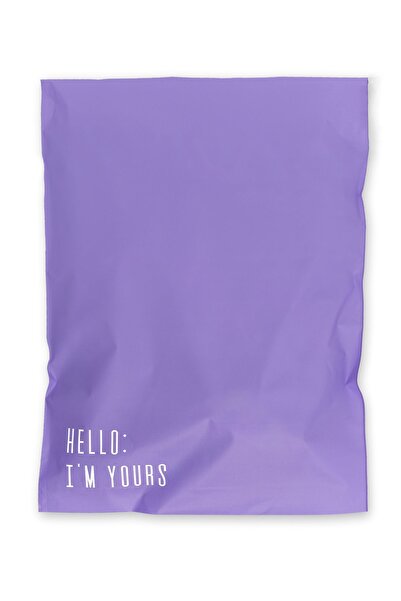 House Of Pack Kargo Poşeti Renkli - 35x45 Cm - Lila - 50 Adet ' Hello I'm Yours ' Baskılı