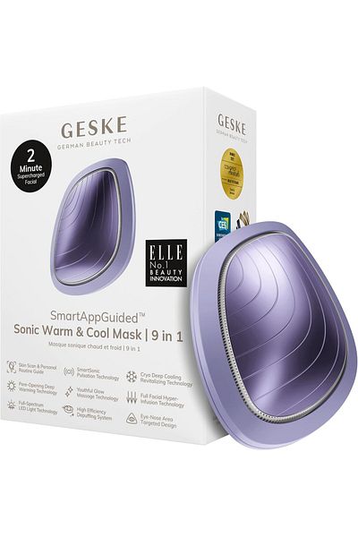 Geske Sonic Warm & Cool Mask | 9-in-1 Beauty LED | Best Massager - Purple