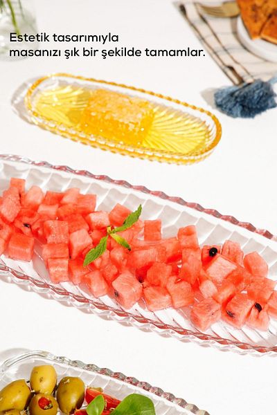 Vienev 3-Piece Glass Boat Plate 2 Small 1 Large Size