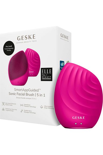Geske Sonic Facial Brush 5 in 1 | Electric Facial Cleansing Brush | Facial Massager, Magenta