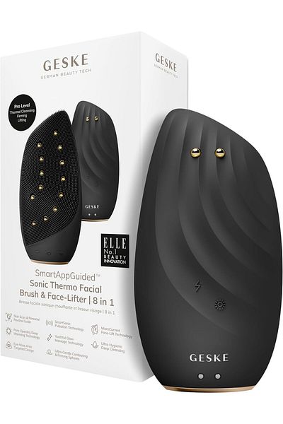 Geske Sonic Thermo Facial Brush & Face-Lifter 8 in 1 | Skin Cleansing & Anti-aging | Grey