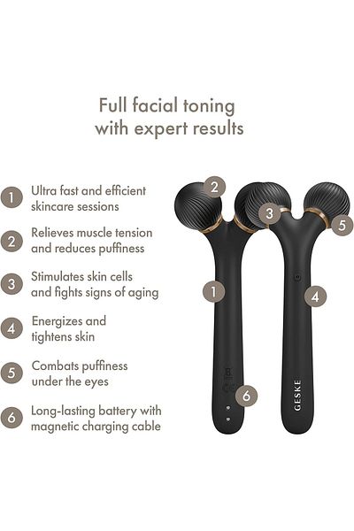 Geske Sonic Facial Roller | 4 in 1 | Derma Roller for Skincare and Beauty Routine| Grey