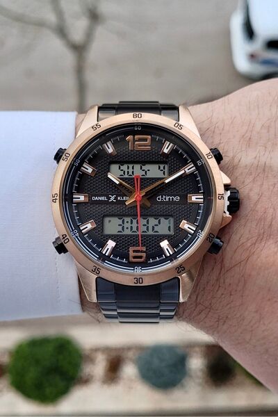Daniel Klein Kasası Rose Kordonu Siyah Renk Analog Ve Dijital Dual Time Erkek...