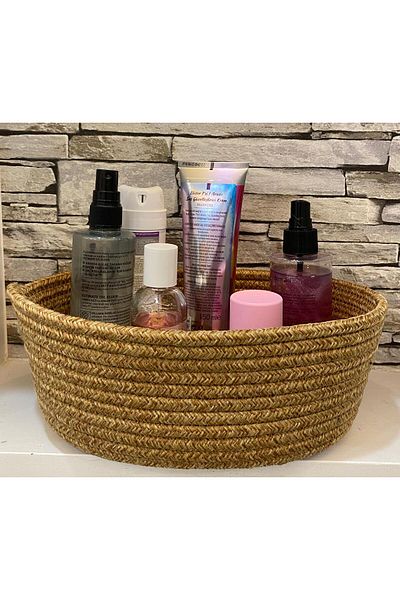 ModaCardin Natural Jute Straw Patterned Children's Basket - Storage Basket for Inside the Cabinet and Children's Room
