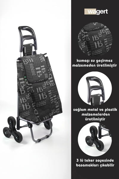 Vadi Ses Yapmaz 3 Tekerlekli Su Geçirmez Çantalı Lüks Pazar Arabası