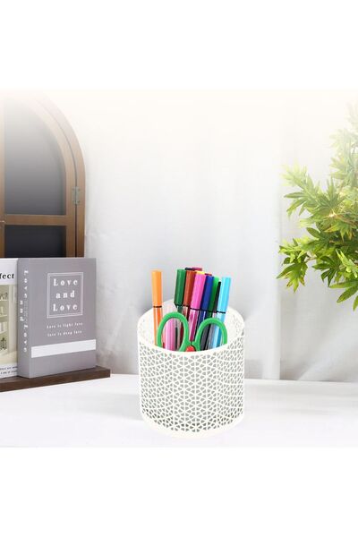 Alvina Aydınlatma Metal Floor Mirror - Decorative Desktop Organizer, Multi-Purpose Pen Holder