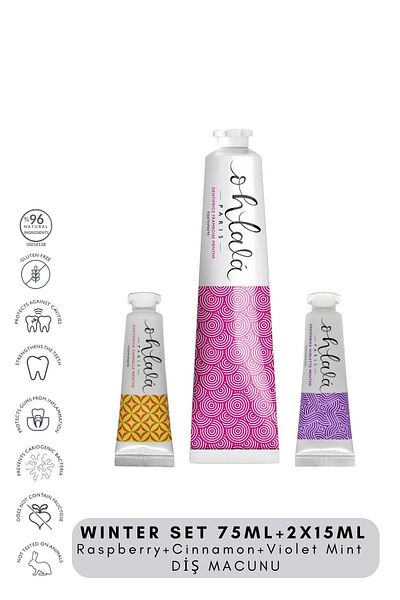 OHLALA Raspberry Mint 75 ml + Cinnamon Mint 15 ml + Violet mint 15 ml Winter Set Toothpaste