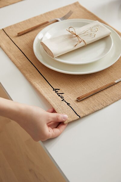 Ocean Home Textile 6 Adet Jüt Believe Baskılı Sofra Sunum Tabak Altlığı Supla Amerikan Servisi 45x35