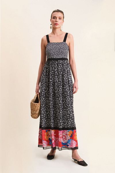 VERDA Strappy Print Detailed Dress