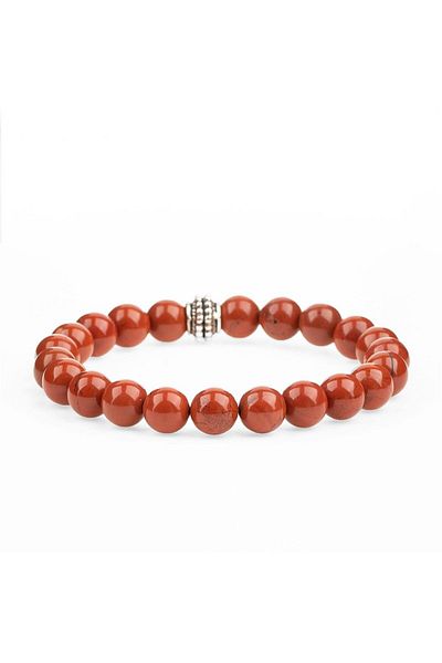 Zeynep Büyükbay 8mm Sphere Cut Red Jasper Natural Bracelet