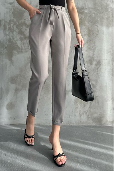 macharel jeans Women's Seasonal Fabric - Skinny Leg, Pleated and Belted Trousers