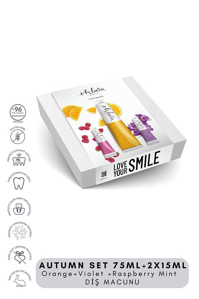 OHLALA Orange Mint 75 ml + Violet Mint 15 ml + Raspberry Mint 15 ml Autumn Set Toothpaste