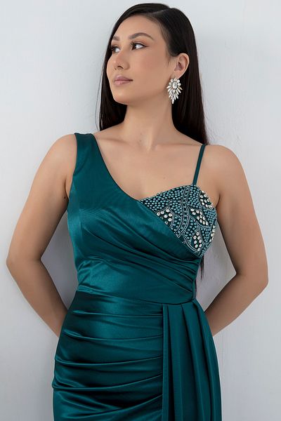PULLIMM Rochie cu un singur umăr cu detalii de piatră 39871