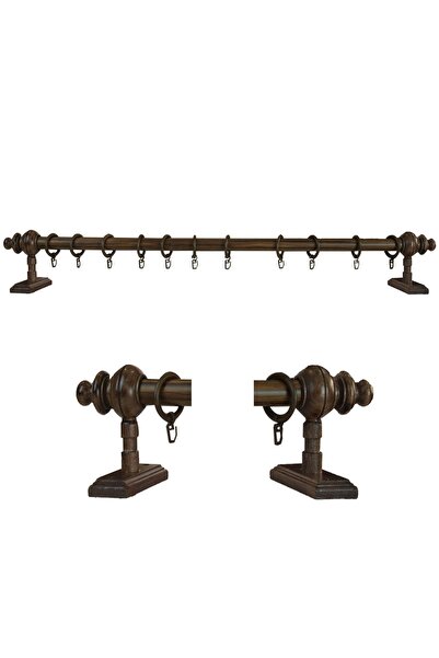 PerdejimShop Ceviz Raysız Ahşap Rustik Perde Askısı - Rustik Borusu 100 Cm