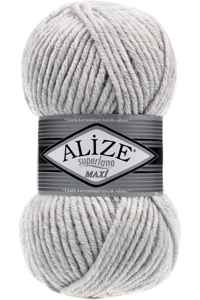Alize 5 τεμάχια Süperlana Maxi ανοιχτό γκρι μελανζέ 208 Χοντρό πλεκτό σχοινί γιλέκο ζακέτα σχοινί κασκόλ Μπερέ πλεκτό νήμα