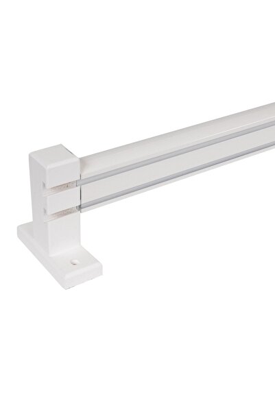Perdejim Ahşap Başlıklı Alüminyum Dekoratif Ray BEYAZ 100 CM