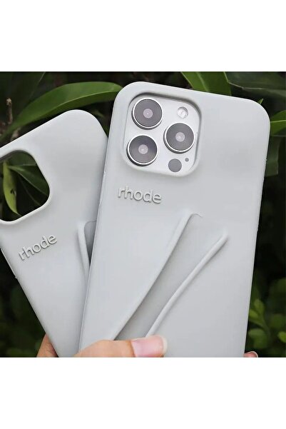 Newon حافظة آيفون 15 برو رمادية رود شفة مع شعار حافظة هاتف