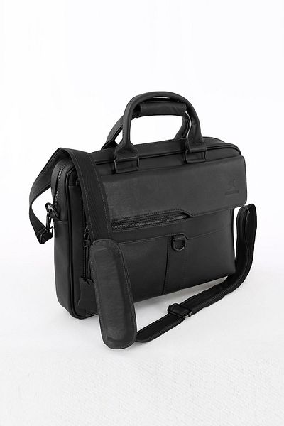 DERİNSS Derinss Dub3077 - Genuine Leather Black Laptop and Briefcase