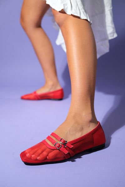 LuviShoes MOANA Red Women's Ballerinas - Mesh Shoes