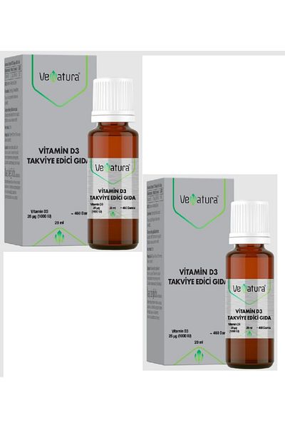 VeNatura Vitamin D3 20 Ml - for Adults and 11 Year Old Children, X2 Drops