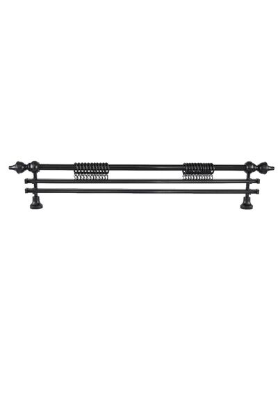 PerdejimShop Demonte Modern Başlıklı Siyah Ahşap Rustik Perde Askısı 250 CM -...