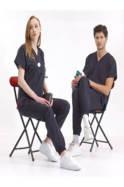 ÇİZGİ MEDİKAL Lacivert Jogger Lüks Likralı Greys Takım
