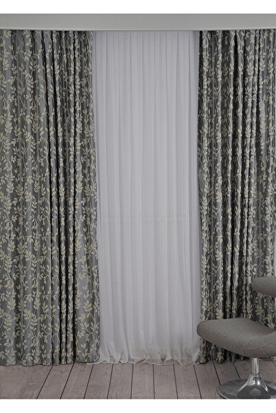 VANESSA PERDE Yeni Sezon Oturma Odası Salon Fon Perde Büzgülü Ekstrafor Dikim...