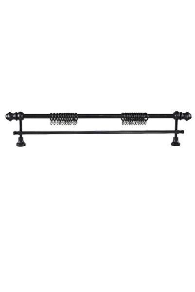 PerdejimShop Demonte Lale Başlıklı Siyah Ahşap Rustik Perde Askısı 250 CM - T...