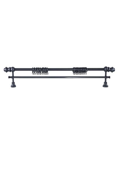 Perdejim Anthracite Colored Unassembled Rustic Curtain Hanger with Tulip Head - 275 cm Single Rail