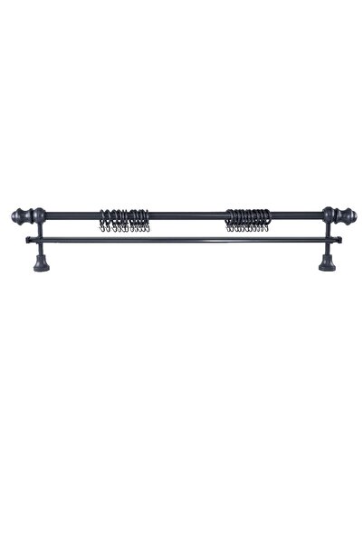 PerdejimShop Suport pentru perdea rustic cu o singură șină, de culoare antracit, de 200 cm