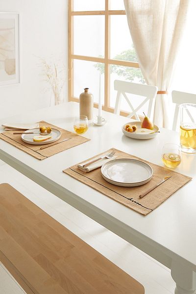 Ocean Home Textile 2 τεμάχια Jute Dream Printed Επιτραπέζια Σερβίρισμα Παρουσίαση Πιάτο Σουβλάκι American Service 45x35