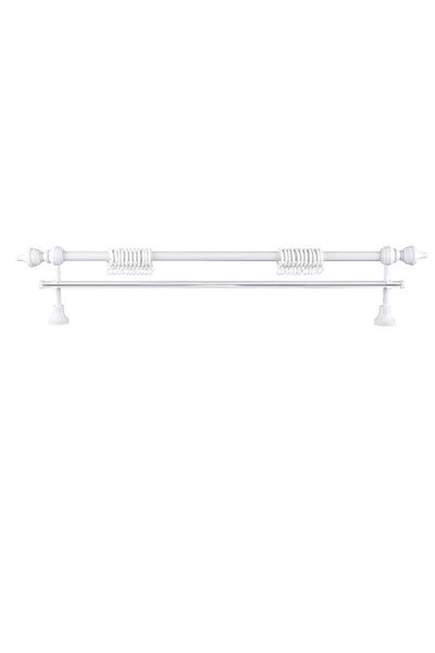 PerdejimShop White Wooden Rustic Curtain Hanger with Disassembled Modern Head 200 cm - Single Rail