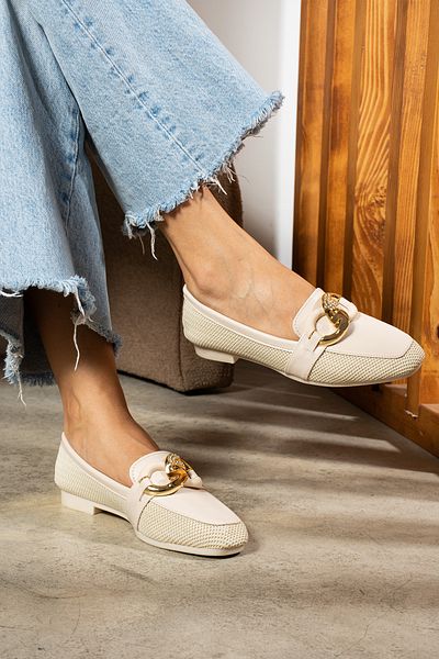 eformoda by emre yılmaz Balerini bej - Pantofi clasici de damă cu cataramă AYK0035