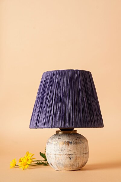 Hmydesign Tissu Handmade Seramik Abajur Lacivert-Krem